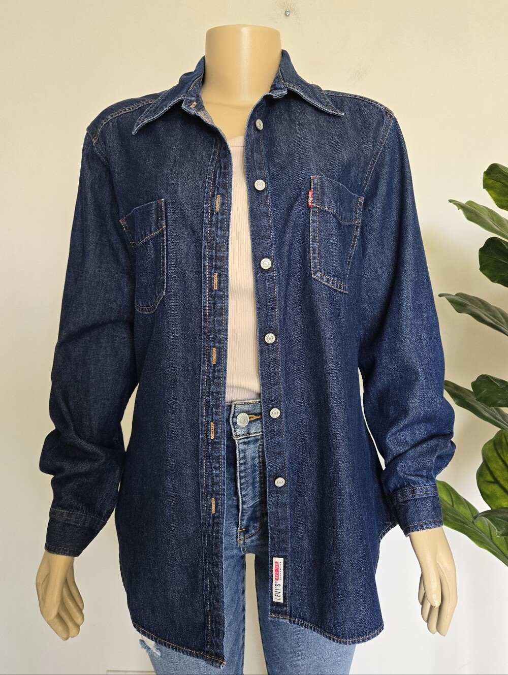Levi's Teodora Western Shirt Size L 100% Cotton Denim Women's
